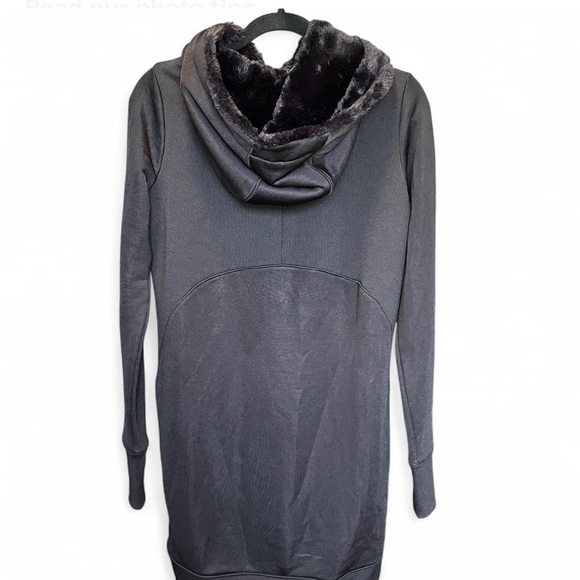 ATHLETA BLACK LONG SLEEVE TRIUMPH LUXE SHINE HOODIE SWEATSHIRT DRESS Sz XS - Picture 8 of 14
